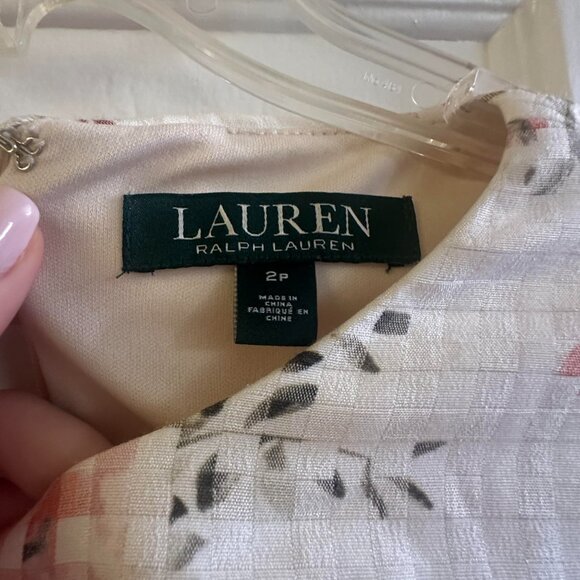 Ralph Lauren Fit Flare Dress Women 2P Cashew Pink Floral Print Jacquard - Picture 4 of 7